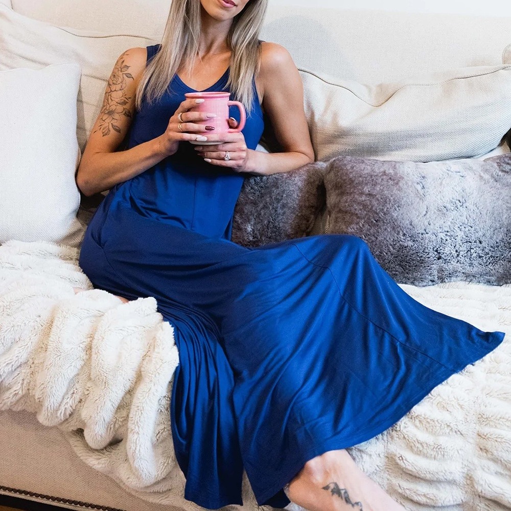 Skivys Femme Daydreamer Loungewear Dress Womens XL Navy Blue Modal